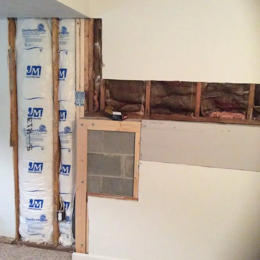 Wall insulation replacement during Structural Drying in Scituate